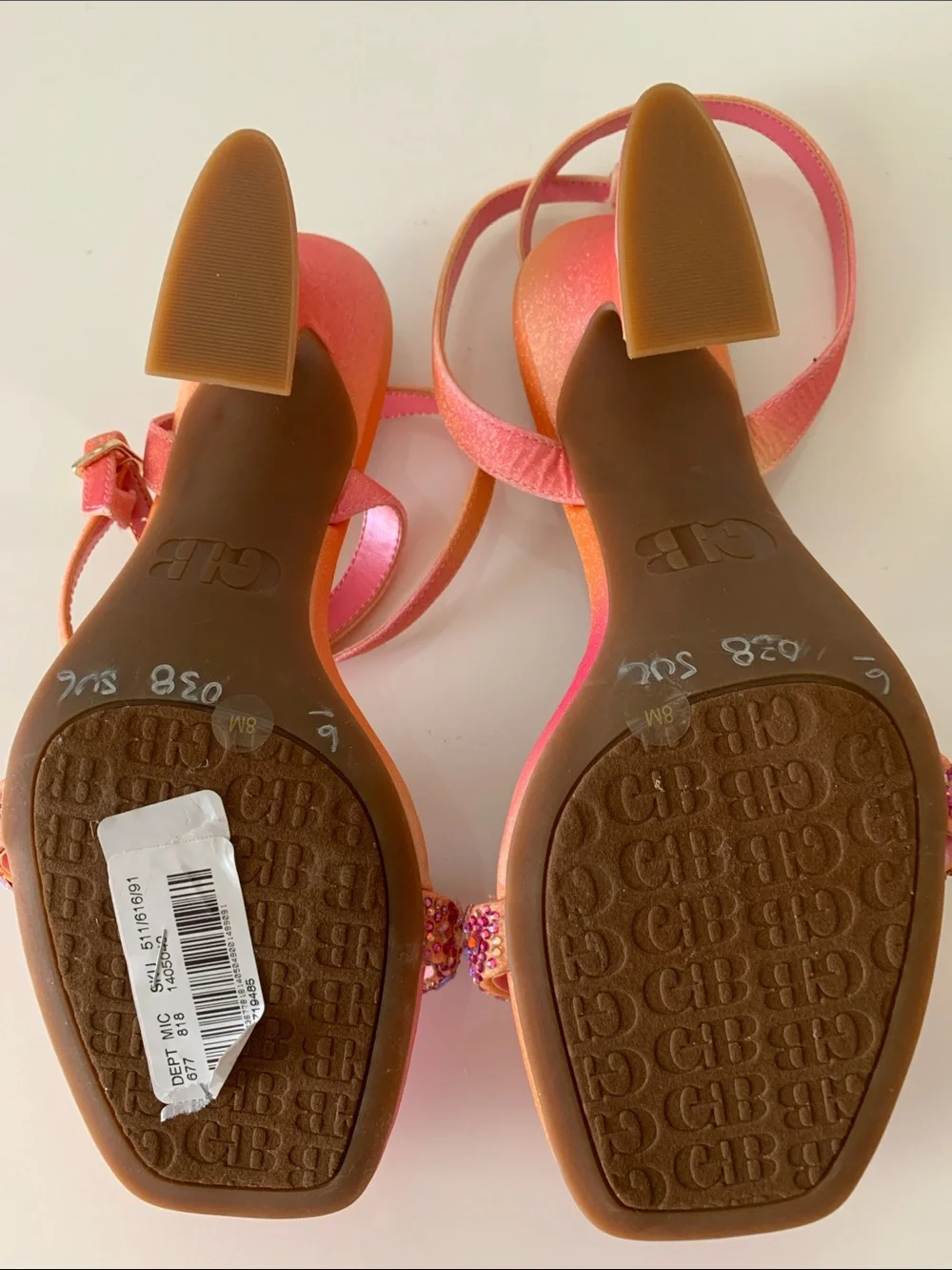 NWT Gianni Bini Razl-Dazl Ombre Rhinestone Strap Sculptural Heels Size 8 - Picture 7 of 11